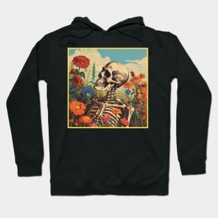 Creepy Skeleton Flower Cartoon Vintage Hoodie